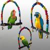 Wooden Hanging Swing Toy Colorful Beads Perch Stand Bird Supplies With Bells For Parrots Squirrel