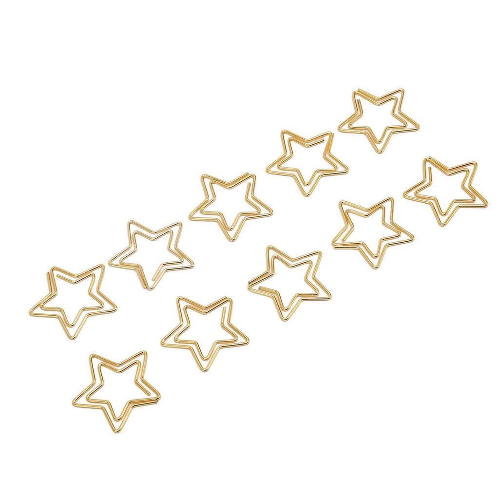 100pcs Star Paper Clips Skid Resistance Plating Process Rust Resistant Cute Paperclips for Office Sc