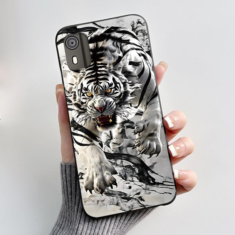 Чехол для телефона Nokia C02 Милый Забавный Любовь Кролик Животное Черный Матовый Мягкий ТПУ Защитная Задняя Крышка для Чехла Nokia C2 2-го Поколения