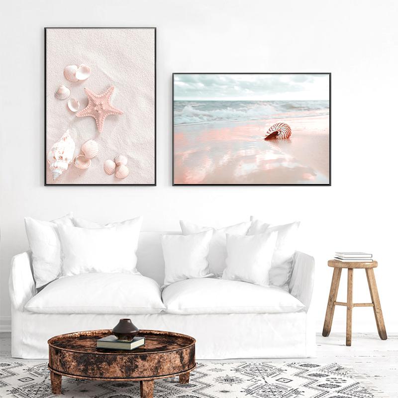 Волнистый мост, морская звезда, ракушка, тростниковый плакат с принтом, пляж, море, холст, картина, настенная живопись для комнаты, настенная живопись, настенная картина для декора гостиной