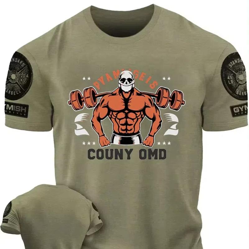 2024 Европа и США летняя повседневная мужская футболка для спортзала Футболка в мужском стиле с короткими рукавами быстросохнущая футболка