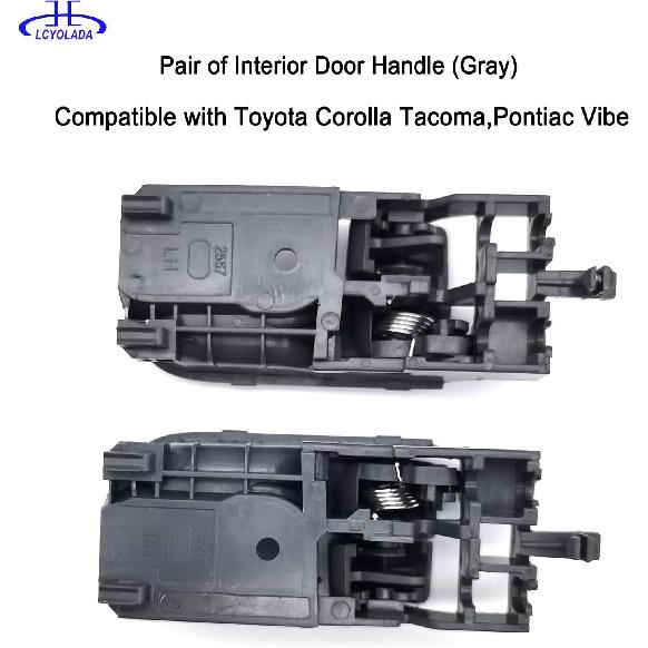 Pair Interior Door Handle (Gray) Compatible With 2003-2008 Toyota Corolla,2005-2015 Toyota Tacoma, 2003-2008 Pontiac Vibe,Replaces# TO1352136,
