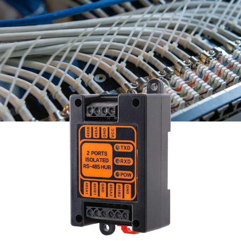 2 Ports Isolated Hub Serial Converter Automatic Isolated Hub 1 in 2 Out Industrial Isolated Hub for Outdoor Engineering Applications