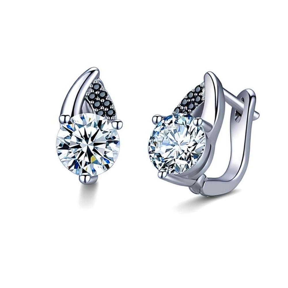 Элегантные женские серьги Инкрустированы черными кристаллами и цирконом