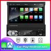 Carplay Android Auto Universal 1 Din MP5 Player 7 Inch Retractable Touch Screen Car Player HD FM AUX Input BT Radio Mirror Link