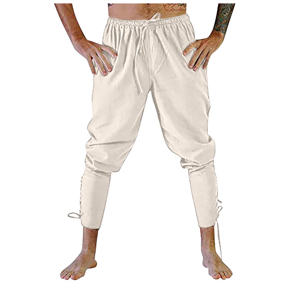 Summer Men's Medieval Stage Performance Casual Ankle Strap Pants
