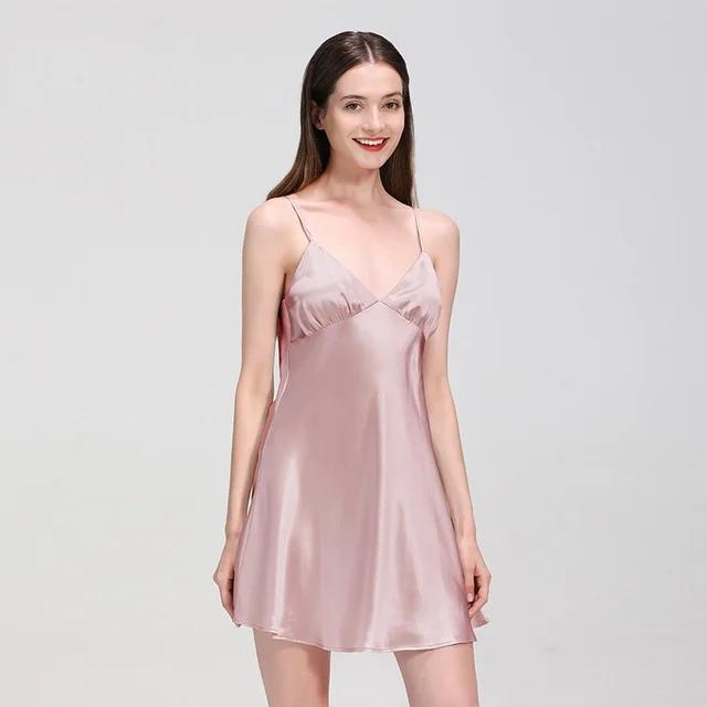 Женская шелковая пижама, ночная рубашка, короткая, женская домашняя одежда, летняя пижама, пижама из чистого шелка