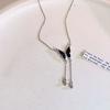 Drops Oil Layer Retro Necklace Butterfly Tassel Necklace Clavicle Chain Jewelry