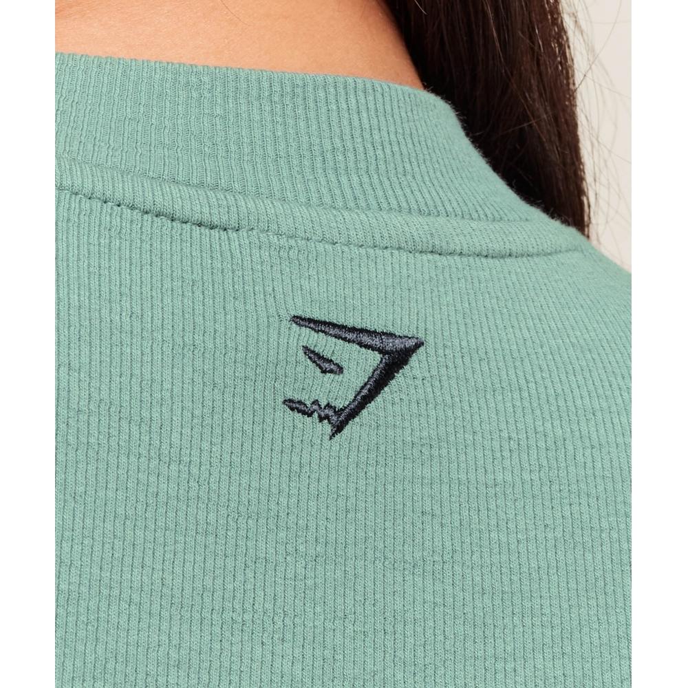 Gymshark Укороченный топ из хлопка в рубчик Celeste Blue Heavy Blue B3c2w Uddr