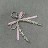 Women Girls Keychains Rings Holders Pearls Silk Ribbon Sweet Y2K Bag Pendants Creative