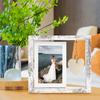 Rotating Wood Picture Frame Double Sided Photo Holder with Heart Pendant Tabletop Freestanding Photo Frame Gifts for Family Friends