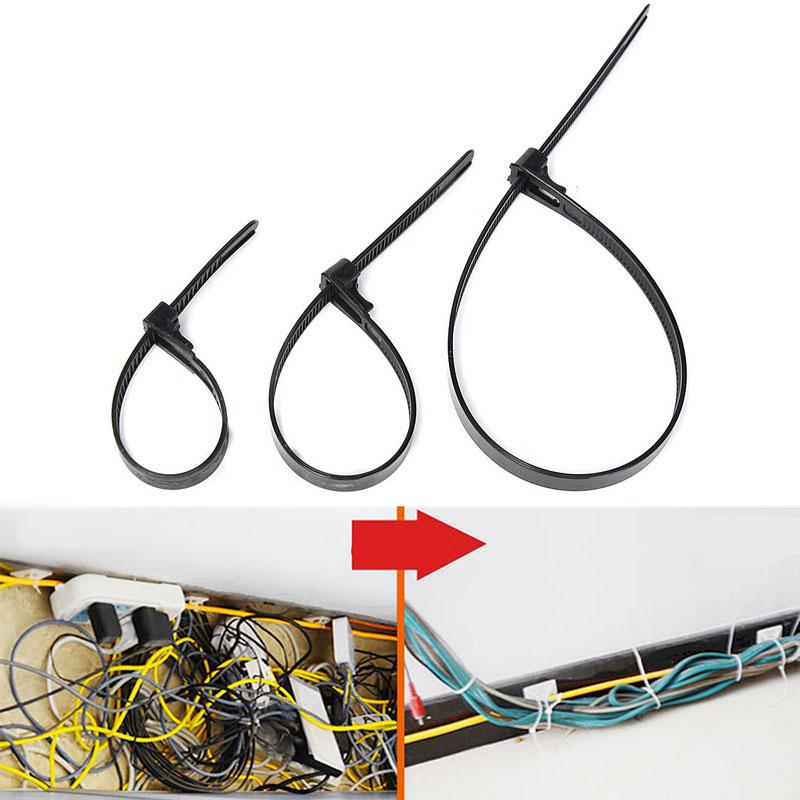 100 шт. многоразовые стяжки на молнии, пластиковые стяжки, проволочные нейлоновые кабельные стяжки, которые могут ослабить стяжку Slipknot