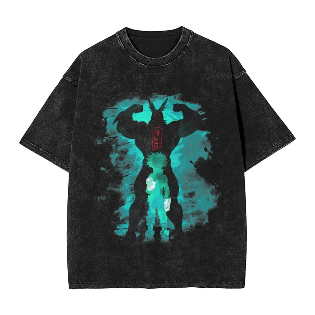 My Hero Academia Aizawa Shouta Anime Design Washed T Shirts Hip Hop Vintage T-Shirt Boku Tees Tops 100% Cotton Harajuku Unisex