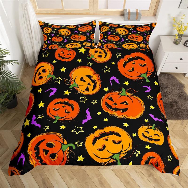 Пододеяльник с тыквенным деревом Happy Halloween Комплект постельного белья из микрофибры с рисунком ужасов Покрывало для детской комнаты для мальчиков и девочек-подростков