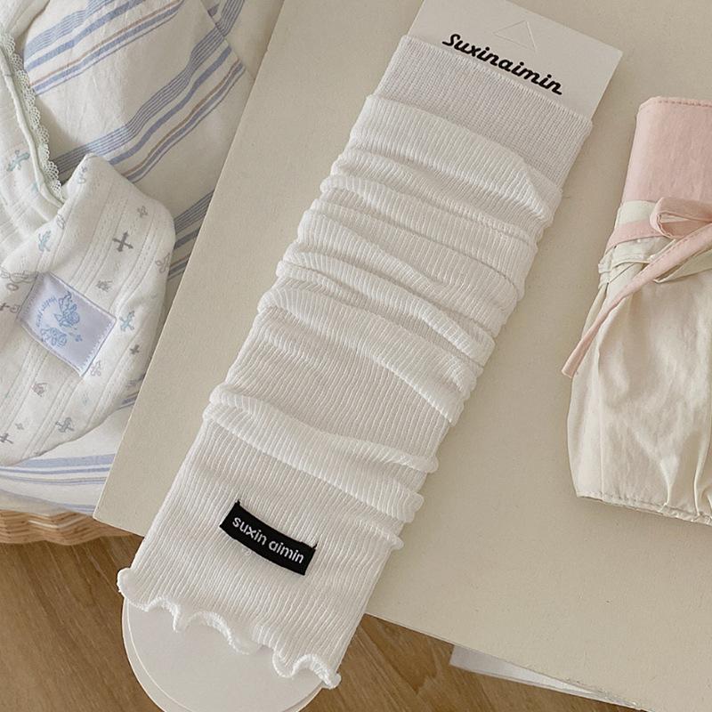 Solid Color Summer Thin Breathable Leg Warmers Japanese Simple Long Knee High Socks Women Elegant Leg Warmers Trendy Calf Socks