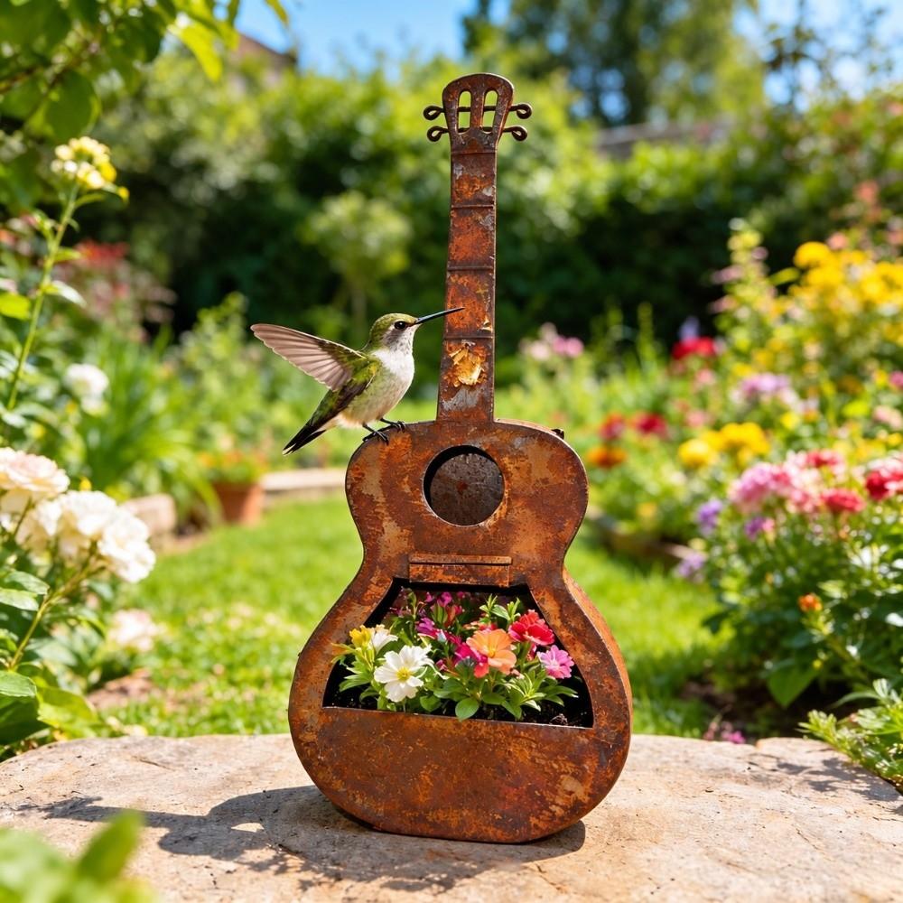 Dual-use Hanging Flower Pot Guitar Ironart Bird's Nest Wall-mounted Flowerpot Wall Decoration