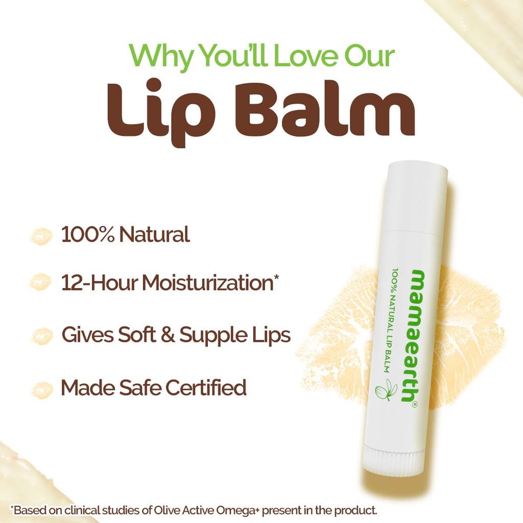 Mamaearth Nourishing 100% Natural Lip Balm with Vitamin E and Shea Butter for Soft Lips 4 G