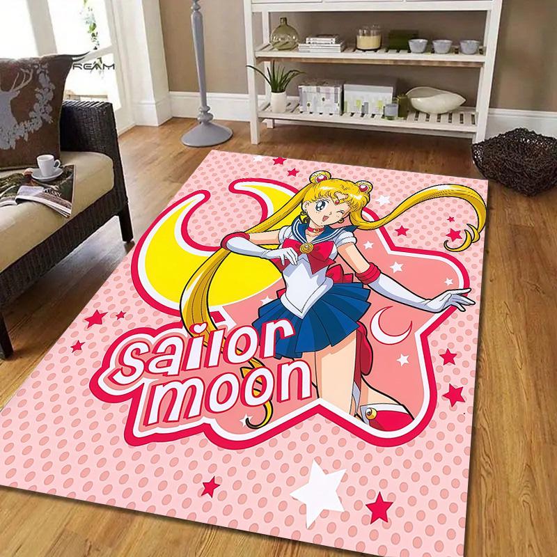 Sailor Moon3 Flannel Pattern Square Carpet,Area Rug,Carpet Rug for Living Room Bedroom Sofa Playroom Decor,Non-slip Floor Mat