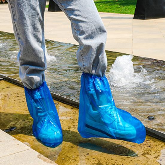 Disposable Waterproof Shoe Covers with Elastic Ankles Overshoes Snowproof Sandproof Anti-Slip Rain Boots Covers