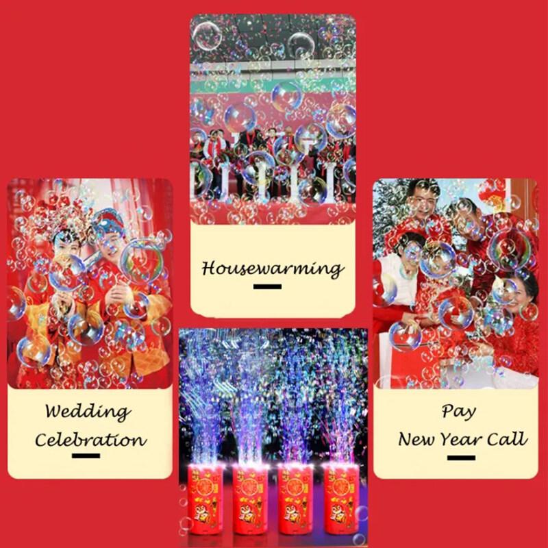 20 отверстий Машина для выдувания пузырей «Фейерверк» с 7-цветными светодиодными огнями, выдуватель пузырей на земле, электронный автоматический спуск, подарок на Праздник Весны, новогодние игрушки