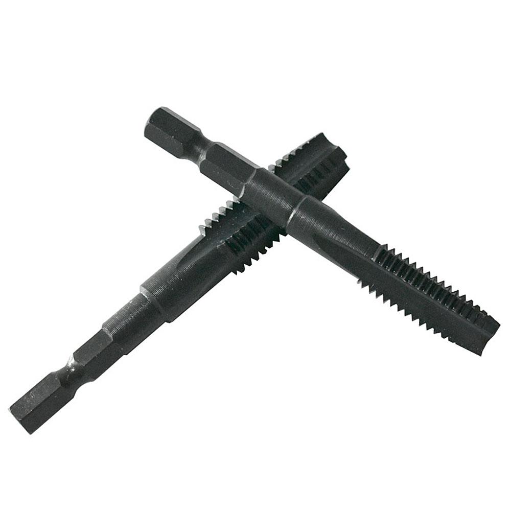 Pneumatic Hexagonal Shank Straight Groove Tap Electric Hand Drill Tapping Air Screwdriver Tap Black High-speed Steel Machine Tap
