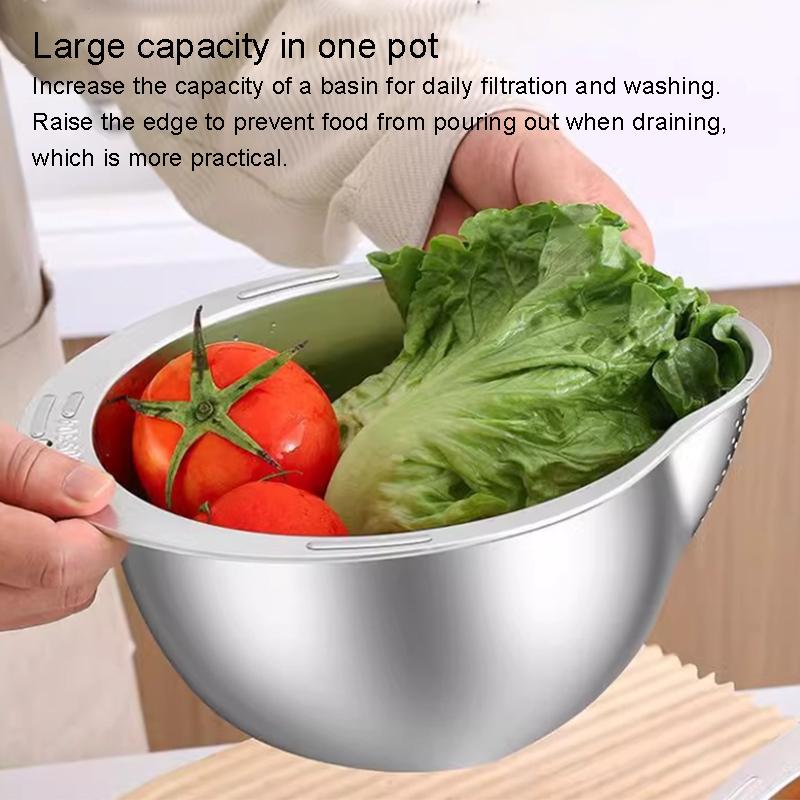 Rice Washer Strainer Bowl Stainless Steel Rice Washing Bowl Rice Sieve Colander Fruit And Vegetable Strainer Kitchen Tools