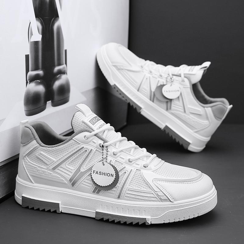 Fashion Men's Thick Sole Casual Breathable White Shoes Summer New Soft Sole Outdoor Walking Shoes Students' Sports Board Shoes Flat Shoe