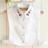 Fashion Embroidery Fake Collar Women Rhinestone Half Shirt Vest Detachable False Collar Faux Cols Lapel Female Necklace Decor