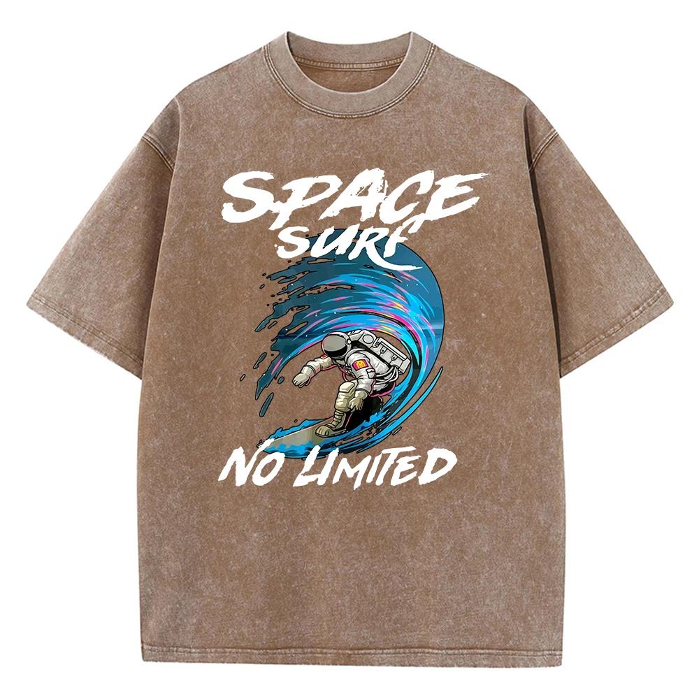 Футболка Space Surf No Limited Printing для мужчин Футболка Cartoon Street Популярные спортивные футболки Hip Hop Свободный крой Короткие рукава