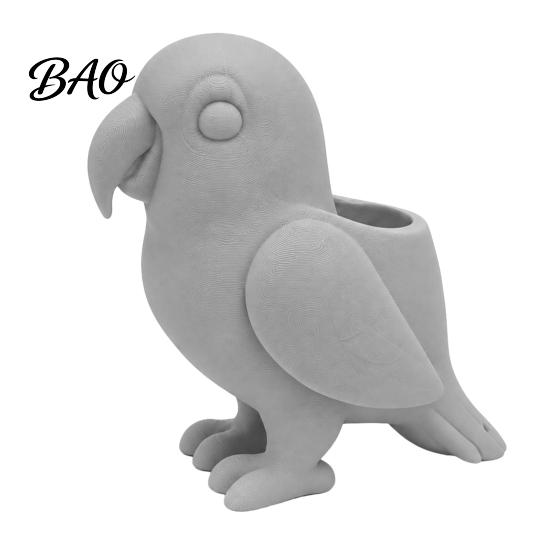 Ceramic Style Garden Ornament 3D Printed Parrot Flower Pot, Creative Animal Succulent Planter, Unique Bird Gift for Gardeners Shaped Plant Container