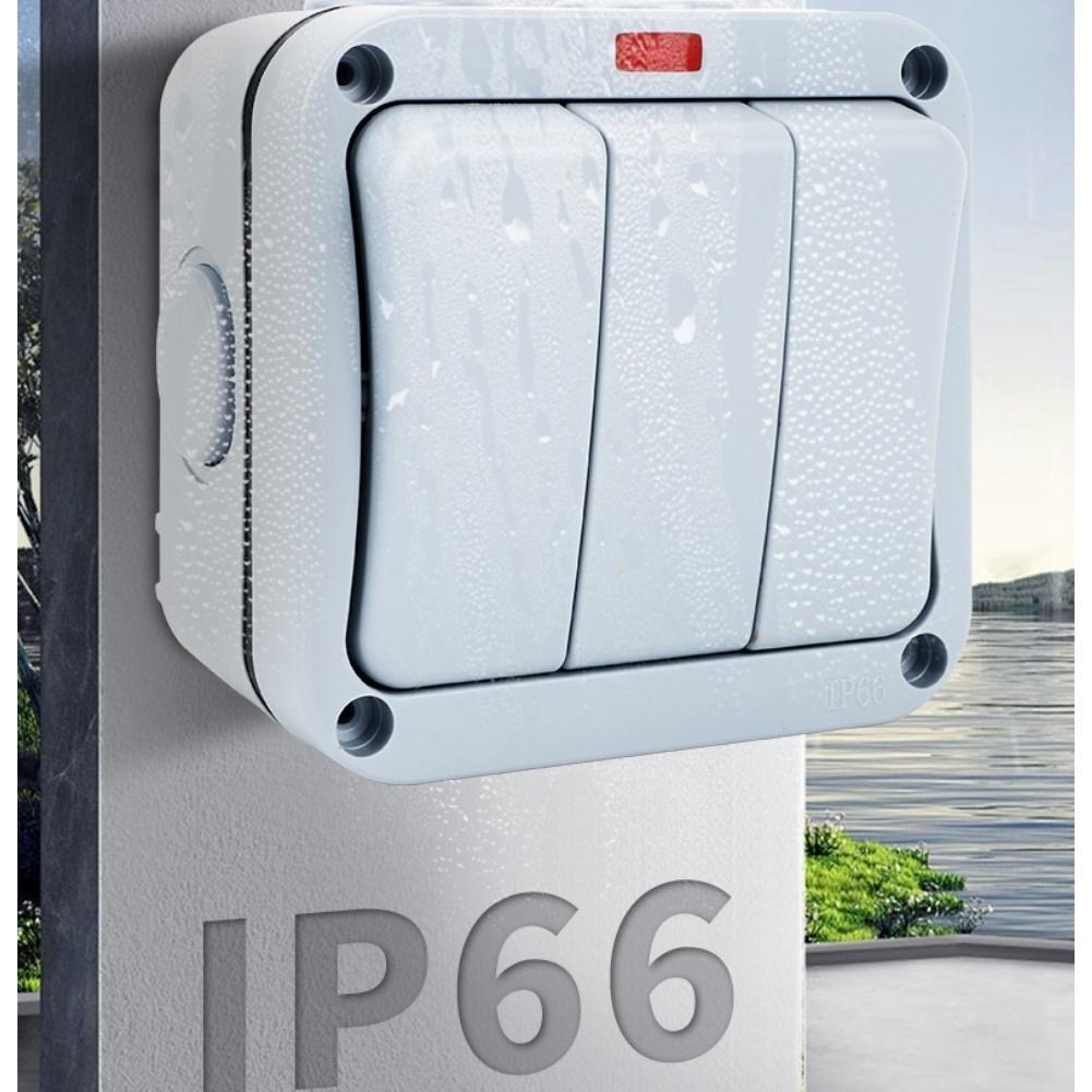 Inching Operation IP66 Outdoor Switch Self-resetting inching Three-device Control Waterproof Switch Color Gray