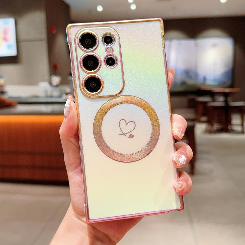 Чехол для телефона с блестками и градиентом цвета сияющий Love Heart для Samsung S24 Ultra S23 S22 Plus S21 S20 FE, ударопрочный, тонкий, для MagSafe TPU