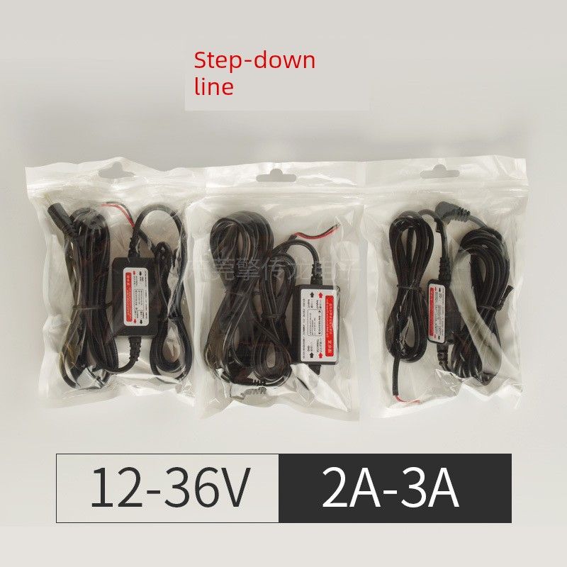 Зарядный кабель для видеорегистратора 1A 24V/12V на 5V Огнестойкий с защитой от низкого напряжения Кабель питания Понижающий кабель