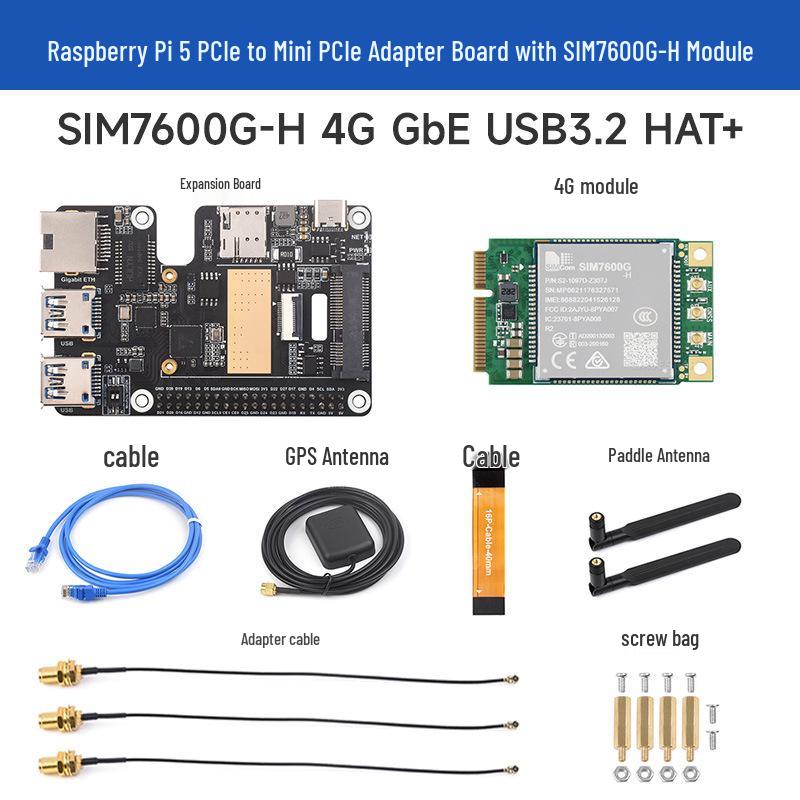 Gigabit Ethernet адаптер с USB 3.2 для Raspberry Pi 5, PCIe на MiniPCIe, Plug-and-Play, без драйверов