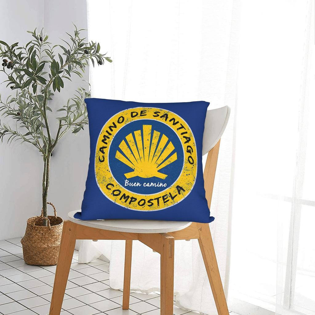 Buen Camino De Santiago Square Pillow Cases Compostela Peregrino Cushion Covers Custom Decor Throw Pillow Case Cover For 45*45Cm