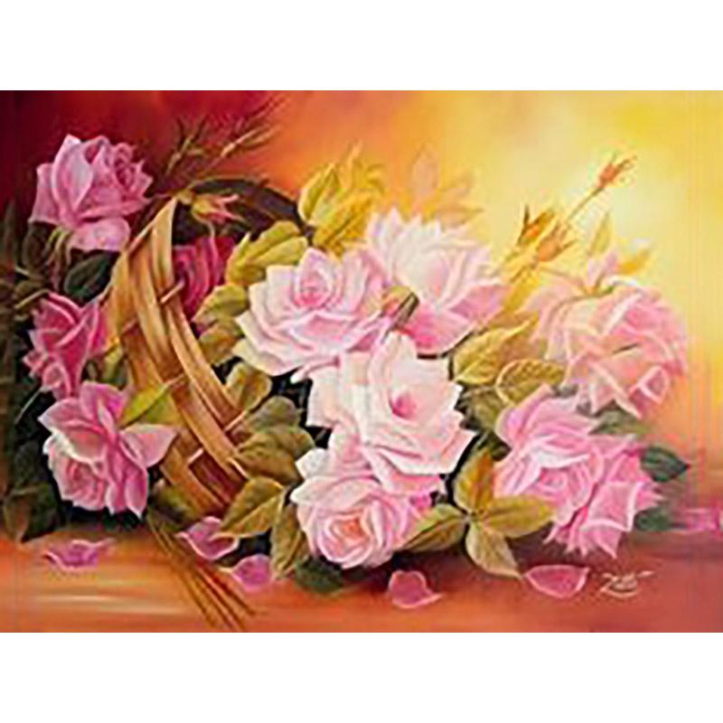 5D DIY Diamond Painting Flowers Rose In Vase Cross Stitch Kit Full Drill Embroidery Mosaic Wall Art of Rhinestones Decor Gift