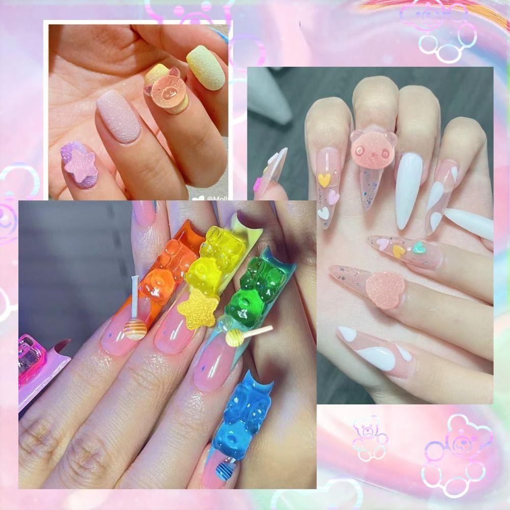 Lollipop Bead Butterfly Nail Art Decorations Mix Colors Nail Accessories DIY Manicure