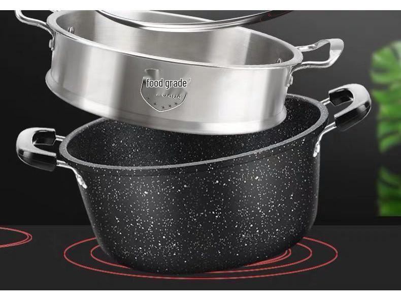 Maifan Stone Non-Stick Soup Pot, Large Capacity Double-Ear Design for Induction and Gas Stoves.