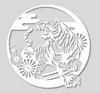 Круглый стикер с тигром Дракон Тигр Тигр Автомобильный стикер Наклейка Белый Белый