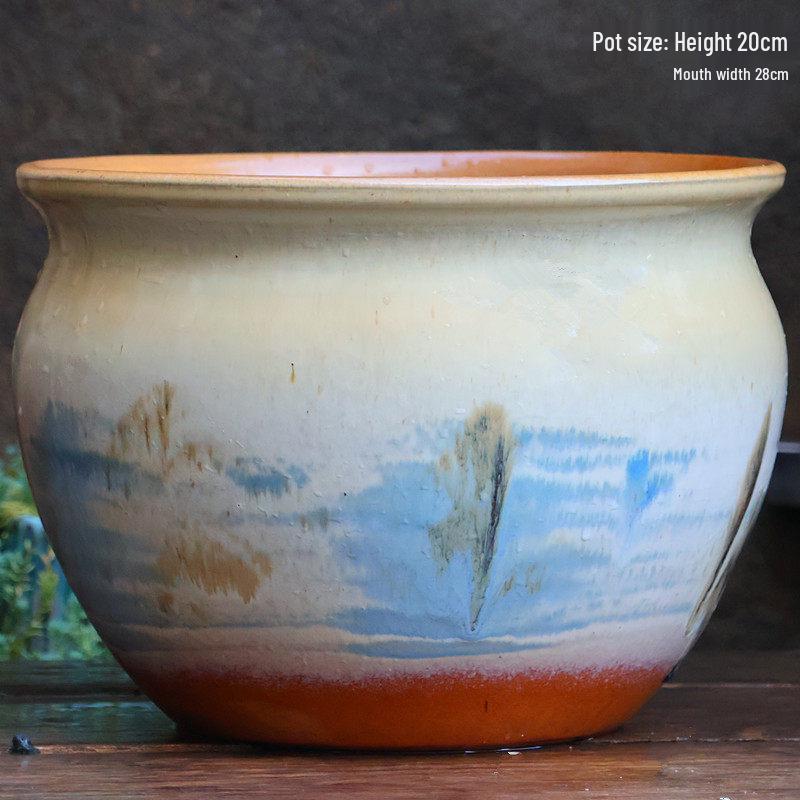 Большой Ручной Глиняный Керамический Цветочный Горшок – Дышащий Высокий Горшок для Суккулентов, Бугенвиллии, Стрелиции, Горшок из Фиолетовой Глины