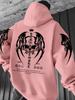 New European and American autumn men's Gothic skull letter print micro elastic comfortable hooded sweatshirt outdoor street top