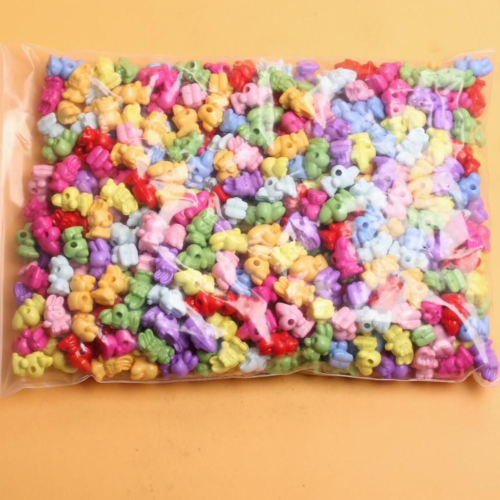 500 г/пакет, около 300 шт., DIY детские ювелирные изделия, кулон, сплошной цвет, акриловые бусины, мультяшный кролик, свободные бусины, аксессуары для украшений для волос ручной работы