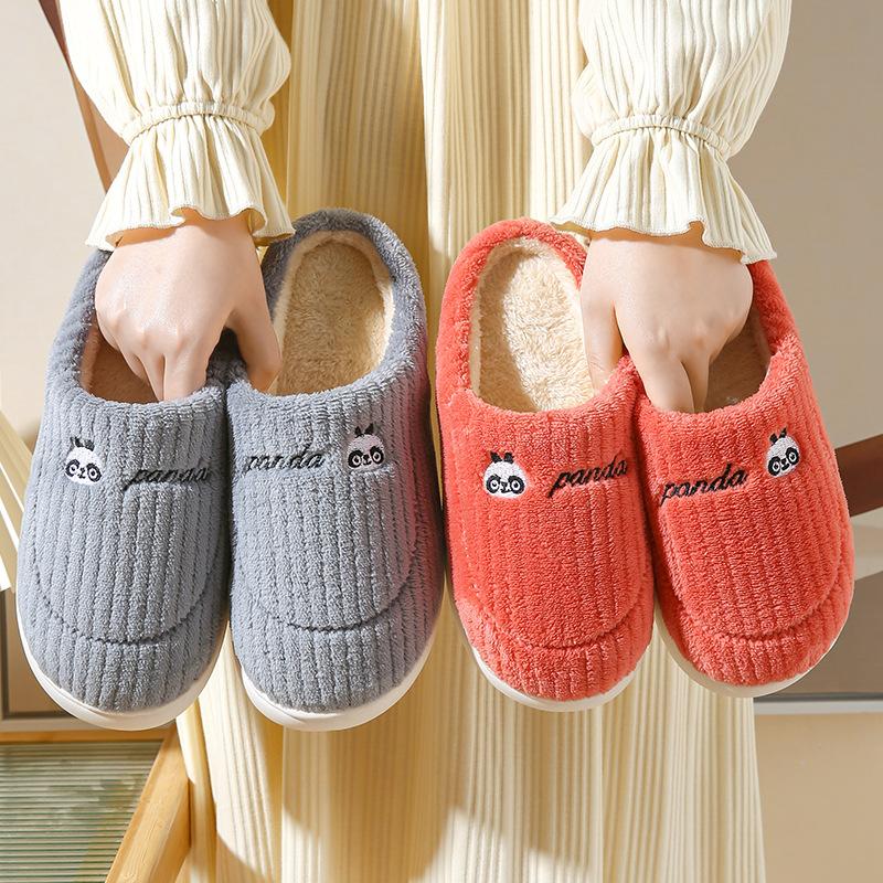 Новые хлопковые тапочки из овечьего хлопка для женщин зимой, домашняя теплая и утепленная обувь с мультяшной подошвой на толстой подошве для мужчин зимой