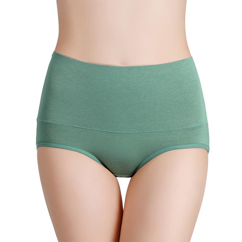 Women Plus Size Solid Color M-7XL Briefs Underwear High Waist Panties Cotton Underpants Lingerie