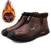Fashion Men's Snow Boots Winter Plush Warm Thick Sole Men's Motorcycle Boots Leather Men's Snow Boots Autumn Work Shoes Ankle Shoes Men