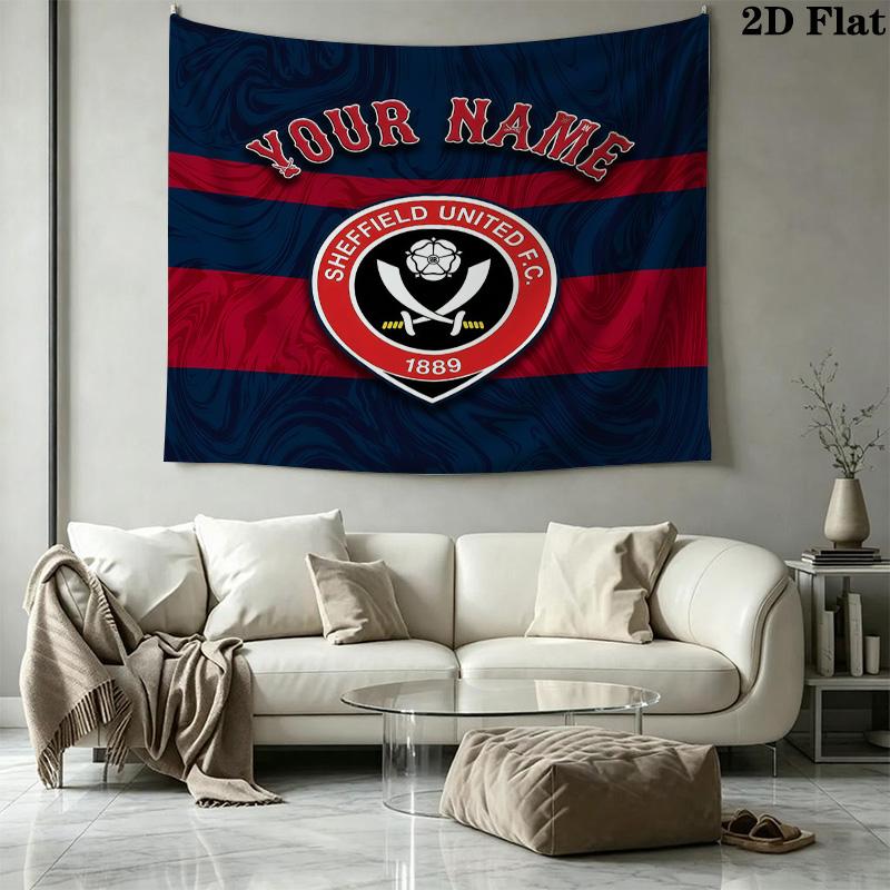 Custom Name Sheffield UnitedPrinted Tapestry – Wall Hanging for Bedrooms, Dorms, and Home Decor