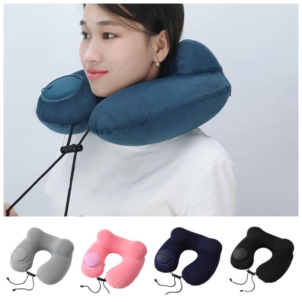 Inflatable U-Shaped Travel Pillow Soft Neckrest Pad Relaxation Neck Support Cushion Office/School