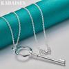 Fine 925 Sterling Silver Round Key 16-30 Inch Pendant Necklace for Women Wedding Engagement Fashion Jewelry