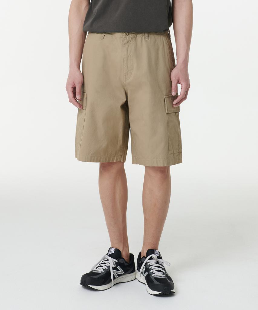 MUSINSA STANDARD Cotton Wide Cargo Shorts [Beige]
