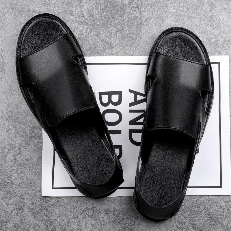 Мужские сандалии, белые кожаные сандалии-гладиаторы, уличные римские сандалии без шнуровки для мужчин, пляжная обувь с открытым носком, большие размеры